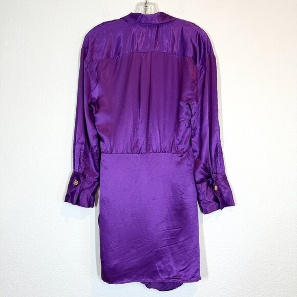Zara Satin Effect Purple Wrap Dress Mini Medium - Picture 8 of 15